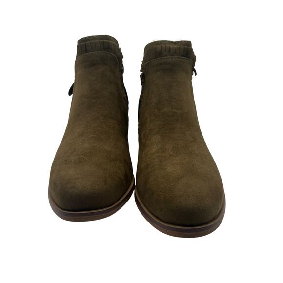 Stitch Fix MIA Olive Green Booties Suede Ankle Boots SZ 6W Western Stitch Wide - Picture 2 of 6